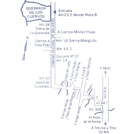 Mapa para llegar a la Quebrada de los Cuervos
